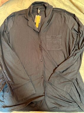 SKIMS Black Button-Front Lightweight Shirt Jacket
